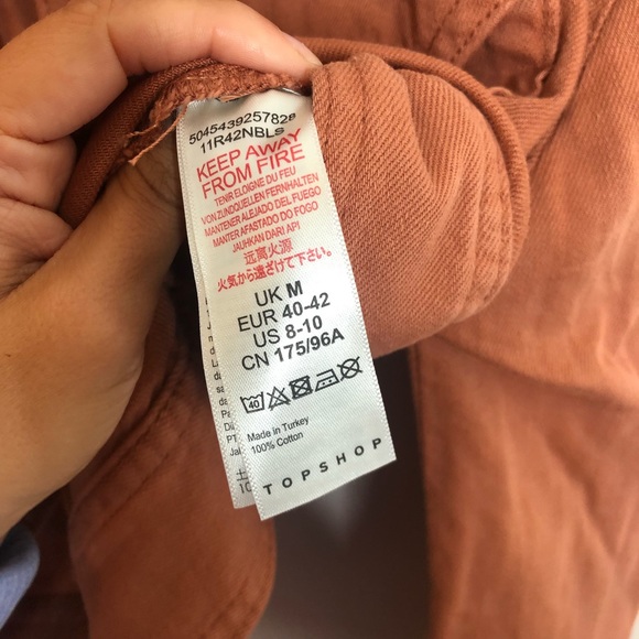 Topshop Avril Cropped Cargo Shirt Jacket Shacket Blush Cotton 8 10 NWT - Picture 8 of 9